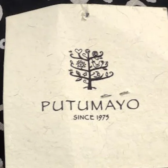 PUTUMAYO NWT BLUE AND IVORY CIRCLES SPOTS GAUZY SHEER LINED ASYMMETRIC HEM L - Picture 9 of 13